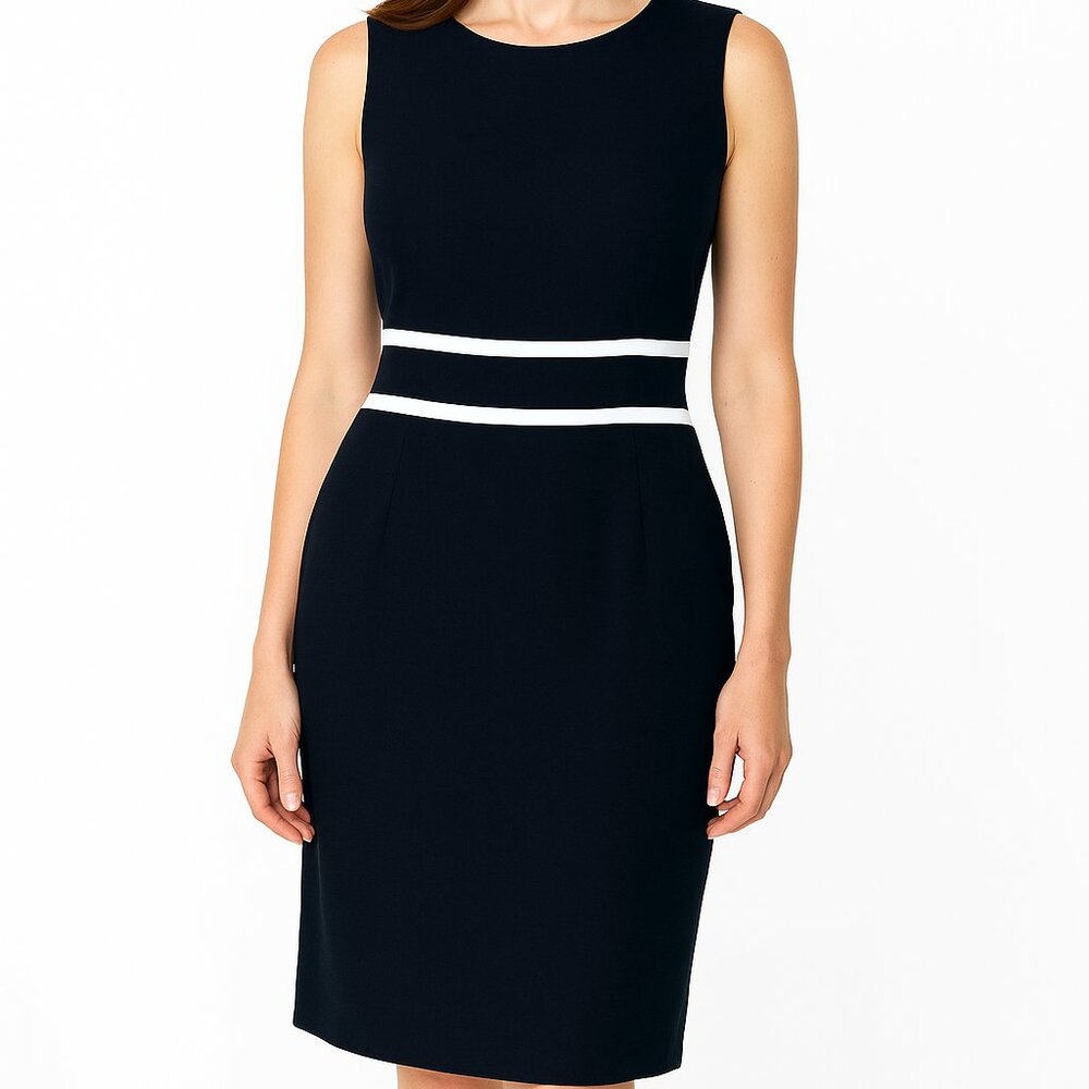 Black Label by Evan Picone Fully Lined Crew Neck Sleeveless Dress Size 16 NWT